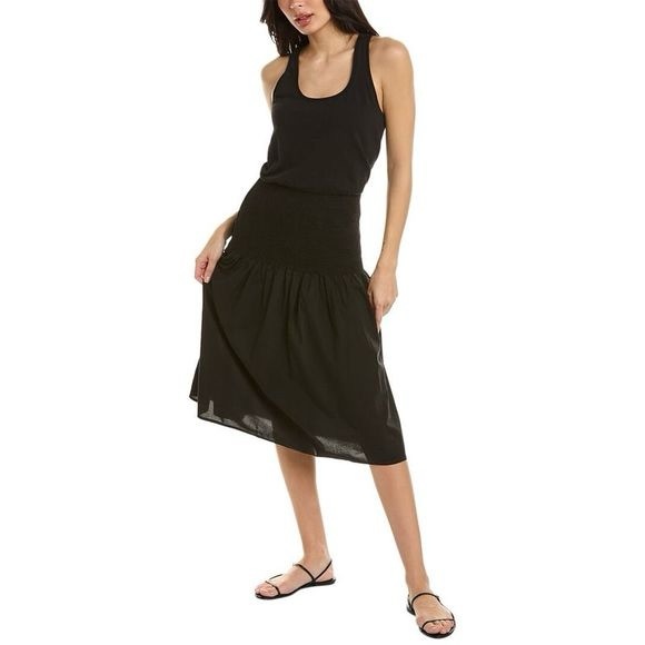 Nation LTD Dresses & Skirts - Nation LTD Black Sahar Midi Cotton Smocked-Waist Dress